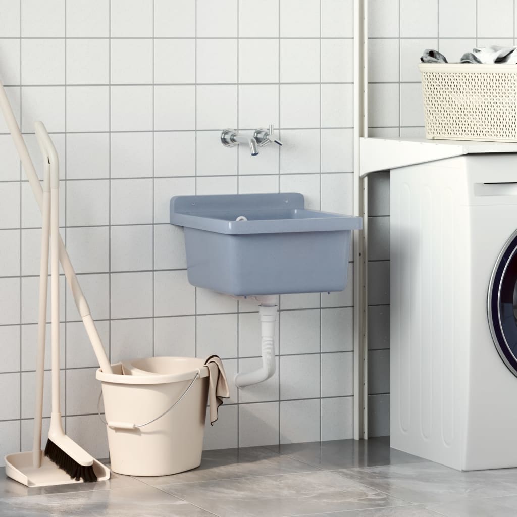 Νιπτήρας Επίτοιχος Γκρι 40x40x24 εκ. από Ρητίνη