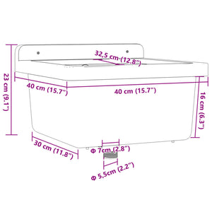 Νιπτήρας Επίτοιχος Γκρι 40x40x24 εκ. από Ρητίνη