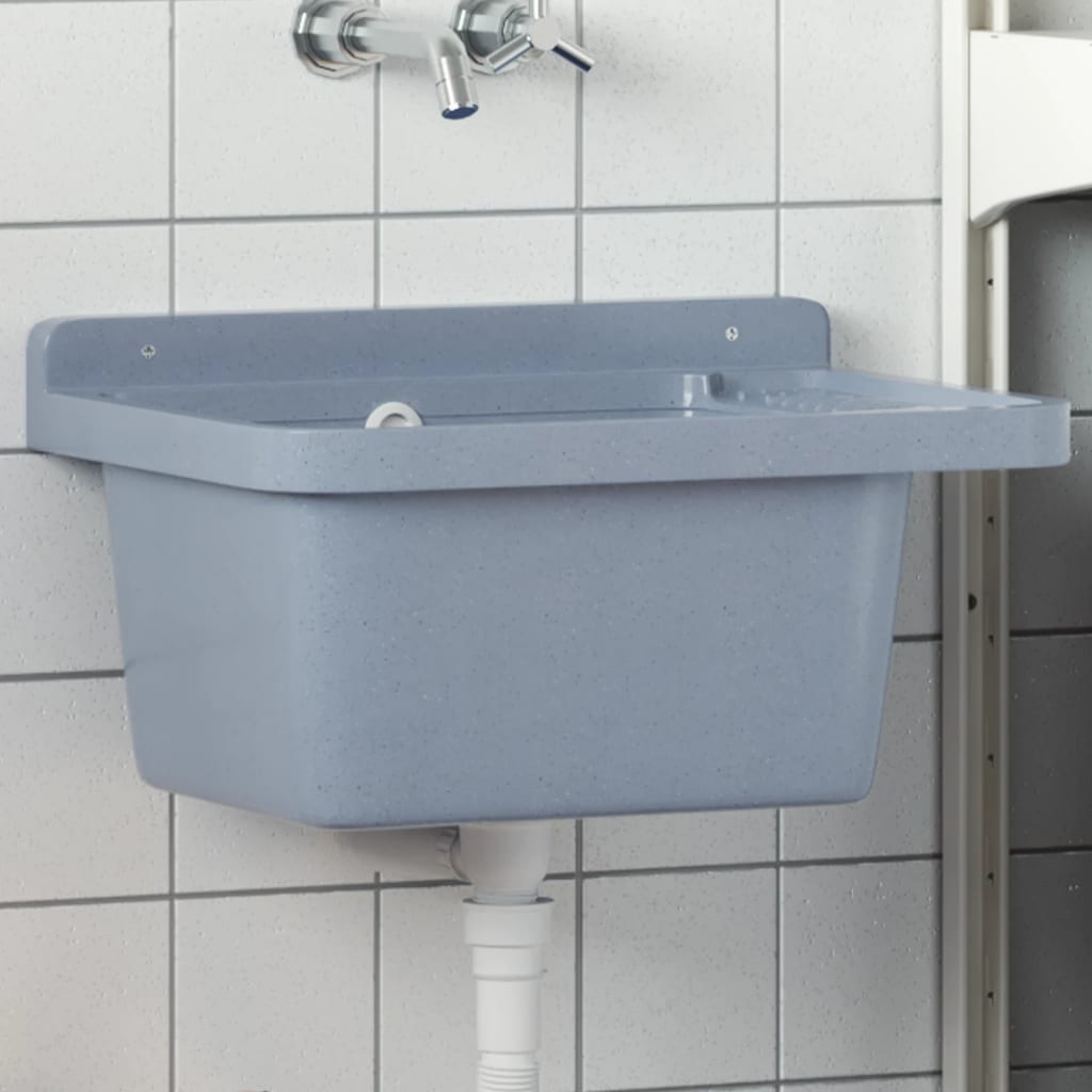 Νιπτήρας Επίτοιχος Γκρι 50x35x24 εκ. από Ρητίνη