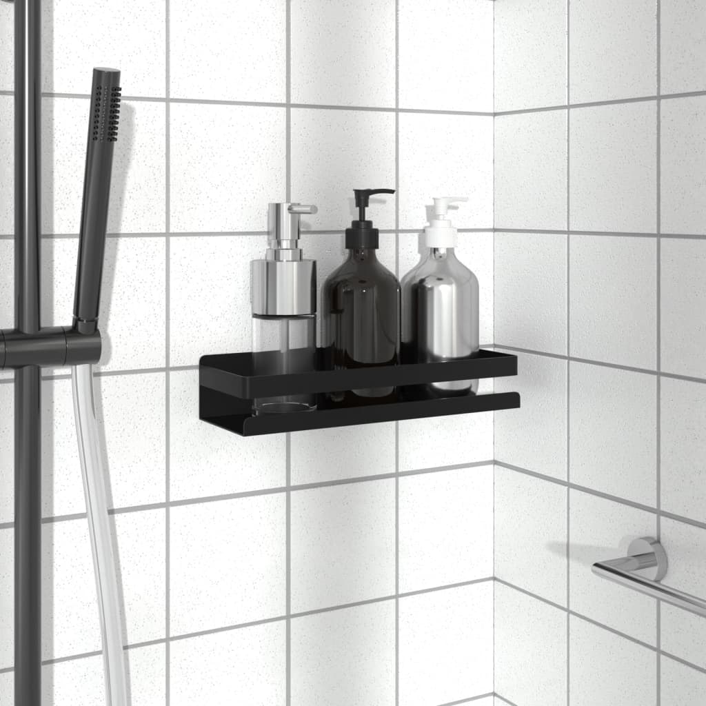 Ράφι Μπάνιου Μαύρο Ματ 30x10x6 εκ. Βουρτσ. Ανοξείδ. Ατσάλι 304