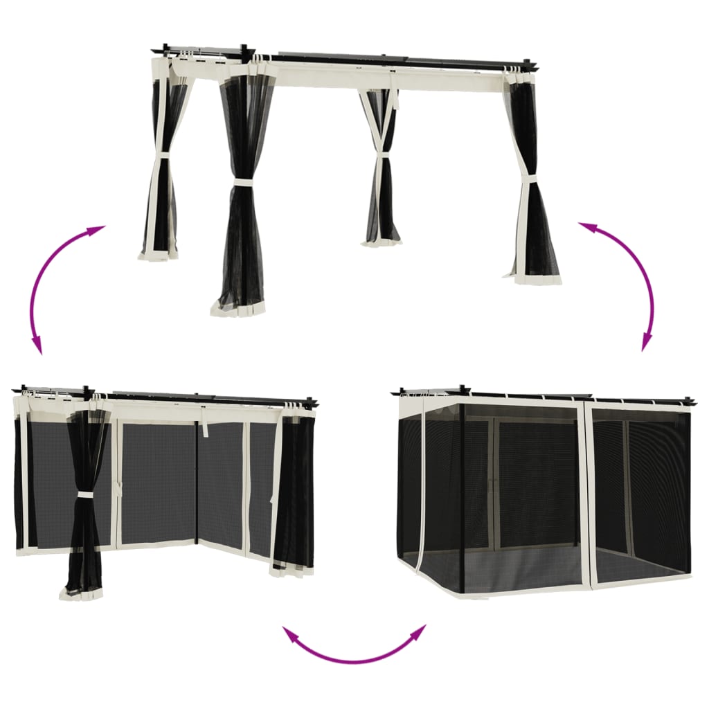 Κιόσκι με Τοίχους από Δίχτυ Κρεμ 3x3 μ. από Ατσάλι