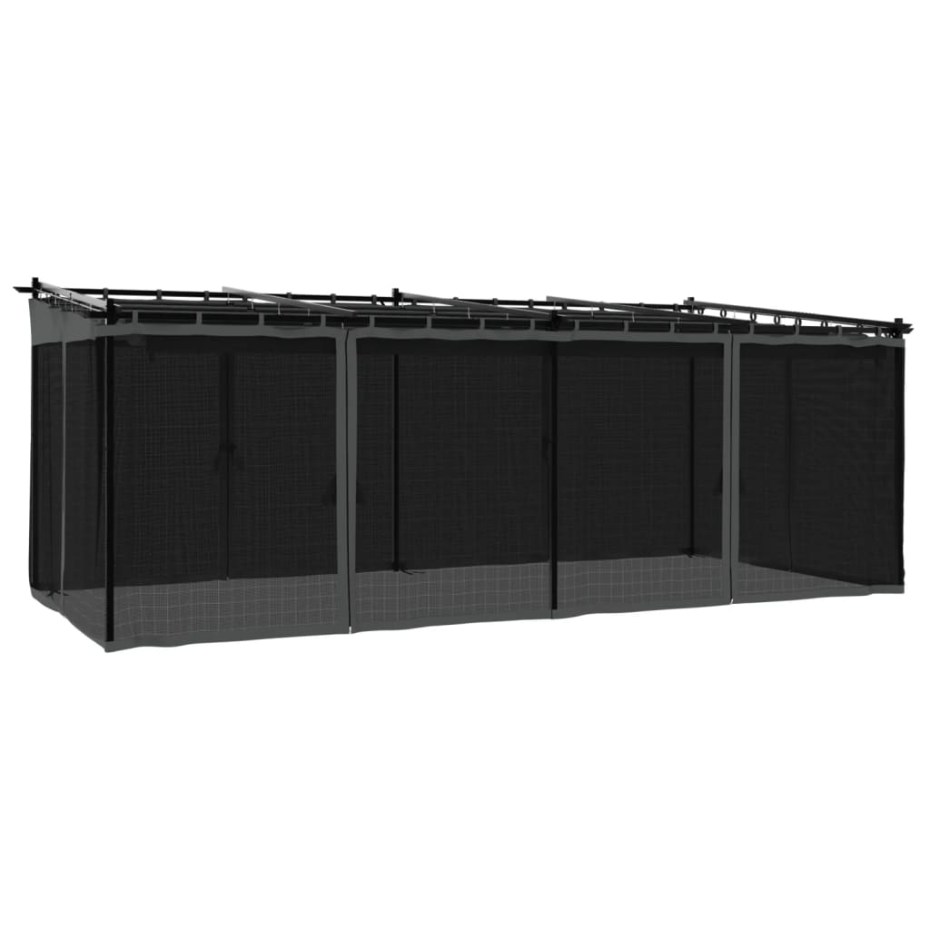 Κιόσκι με Τοίχους από Δίχτυ Ανθρακί 6x3 μ. από Ατσάλι