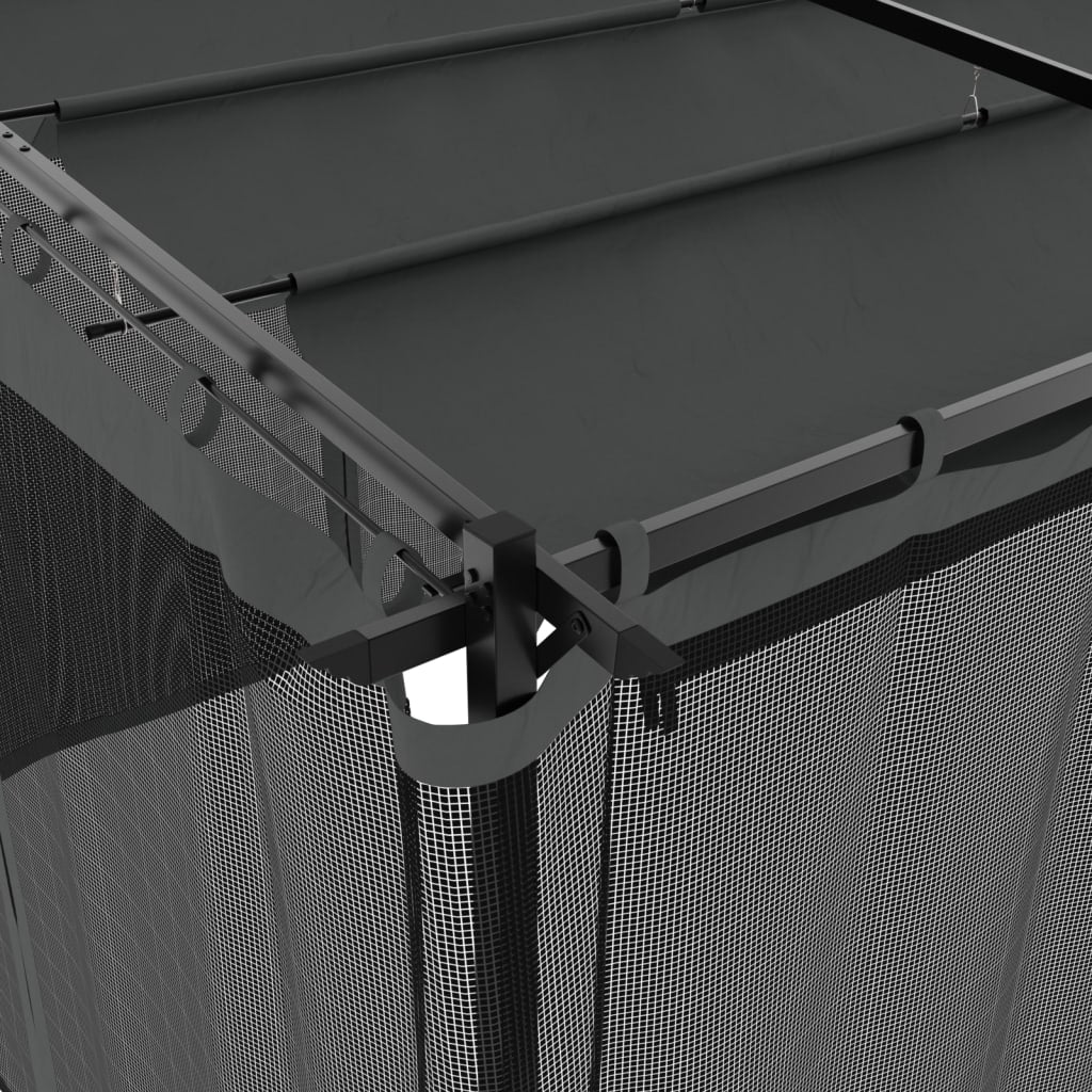 Κιόσκι με Τοίχους από Δίχτυ Ανθρακί 6x3 μ. από Ατσάλι