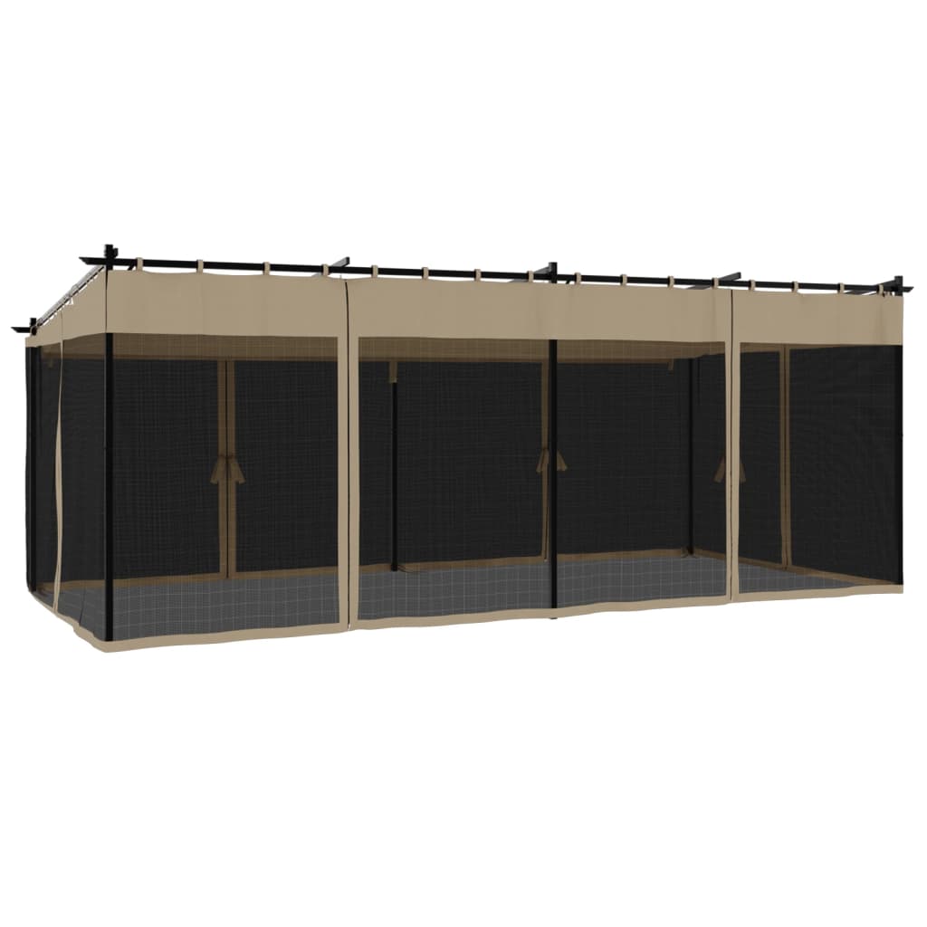 Κιόσκι με Τοίχους από Δίχτυ Taupe 6x3 μ. από Ατσάλι