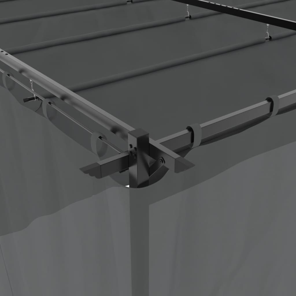 Κιόσκι με Κουρτίνες Ανθρακί 6x3 μ. Ατσάλινο