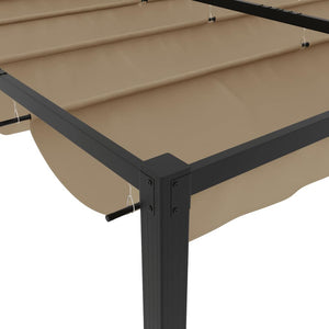 Πέργκολα Κήπου με Πτυσσόμενη Οροφή Taupe 3 x 3 μ. Ατσάλινο - Pakobazaar