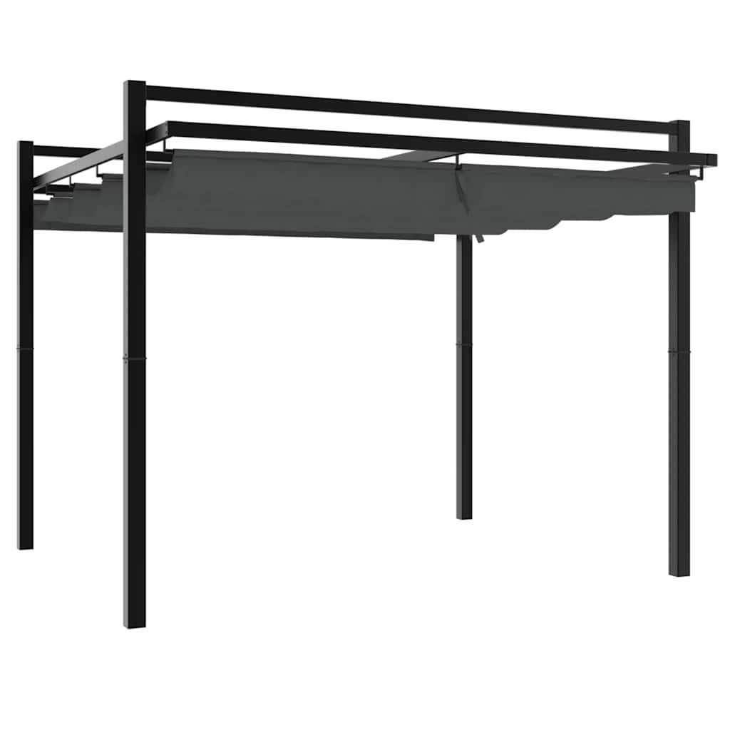 Πέργκολα Κήπου με Πτυσσόμενη Οροφή Ανθρακί 3 x 3 μ. Αλουμίνιο