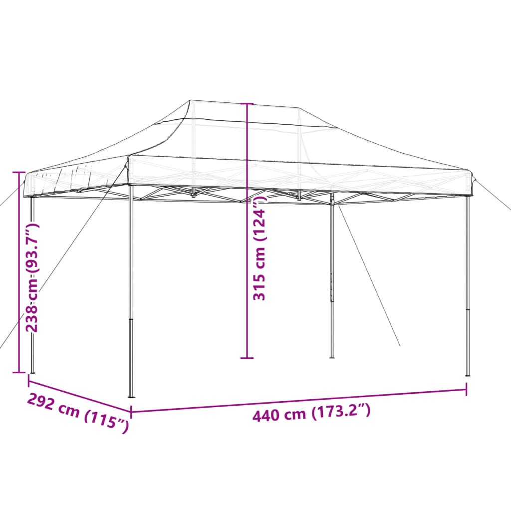 Τέντα Εκδηλώσεων Πτυσσόμενη Pop-Up Μπεζ 440x292x315 εκ.