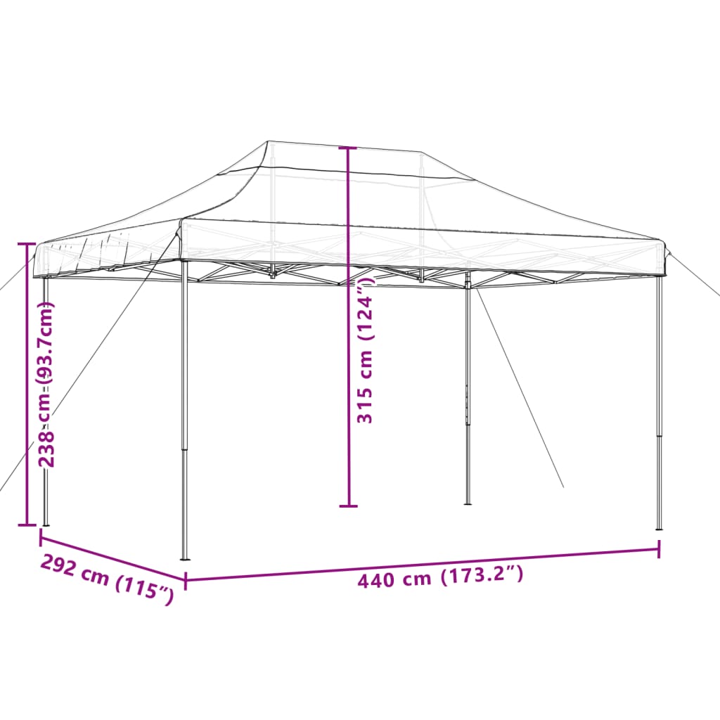 Τέντα Εκδηλώσεων Πτυσσόμενη Pop-Up Πορτοκαλί 440x292x315 εκ. - Pakobazaar