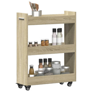 Έπιπλο με Ρόδες Sonoma Δρυς 60x22x79 εκ. από Επεξεργασμένο Ξύλο