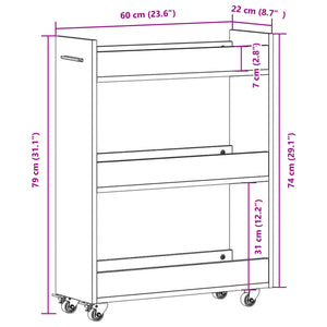 Έπιπλο με Ρόδες Γκρι Sonoma 60x22x79 εκ. από Επεξεργασμένο Ξύλο - Pakobazaar