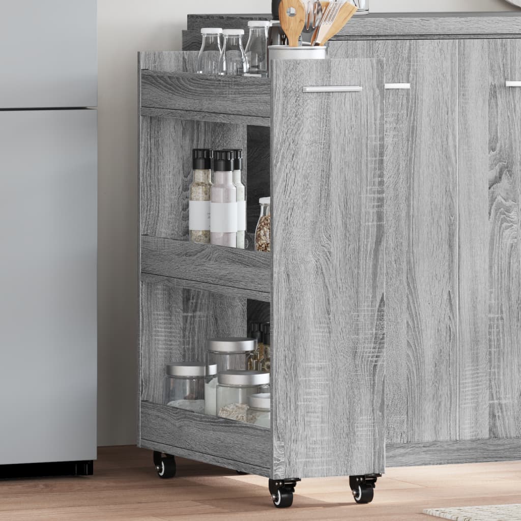 Έπιπλο με Ρόδες Γκρι Sonoma 60x22x79 εκ. από Επεξεργασμένο Ξύλο - Pakobazaar