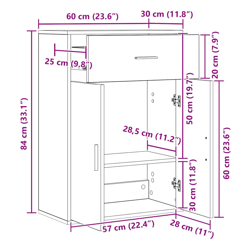 Ντουλάπι Γκρι Sonoma 60x30x84 εκ. από Επεξεργασμένο Ξύλο