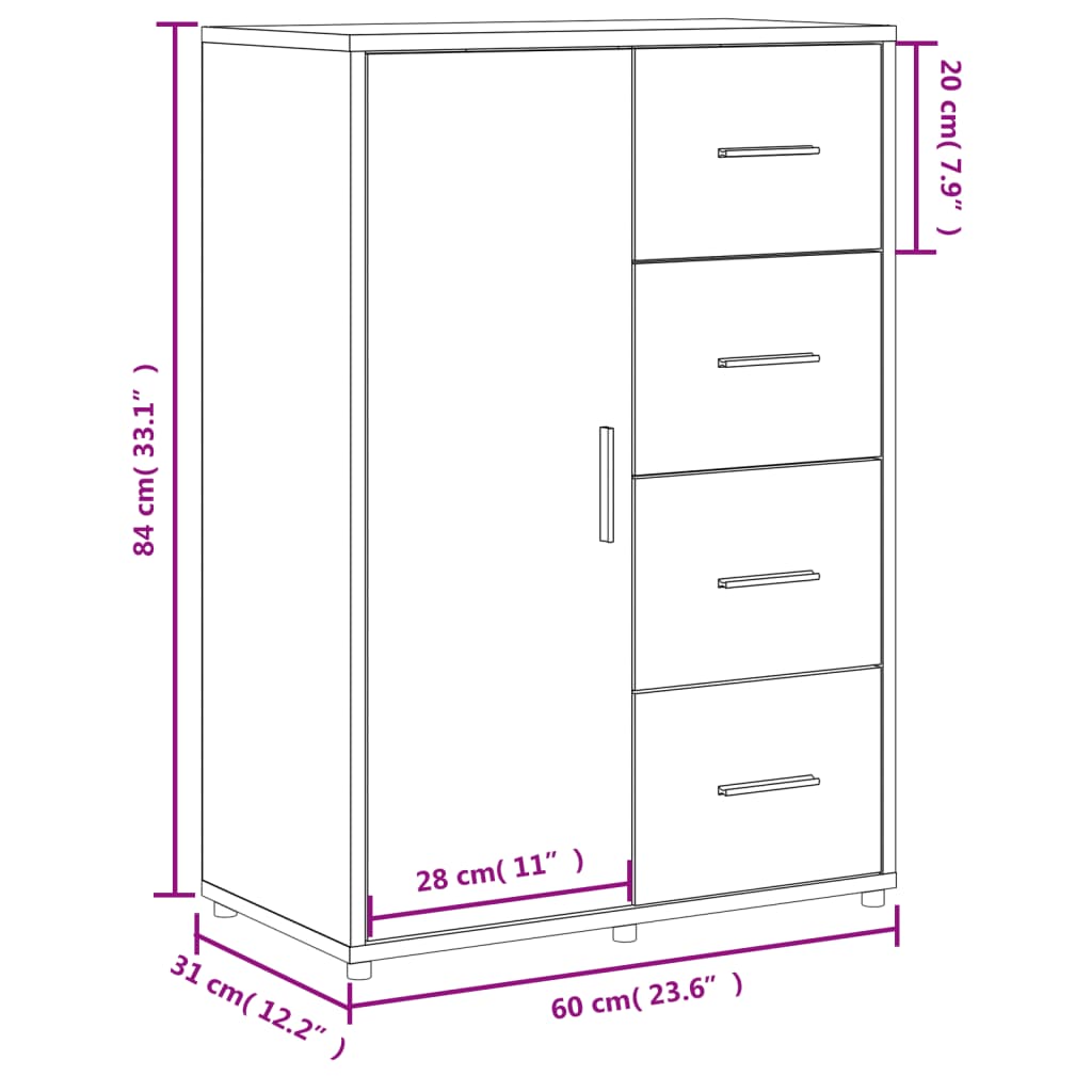 Ντουλάπι Γκρι Sonoma 60x31x84 εκ. από Επεξεργασμένο Ξύλο