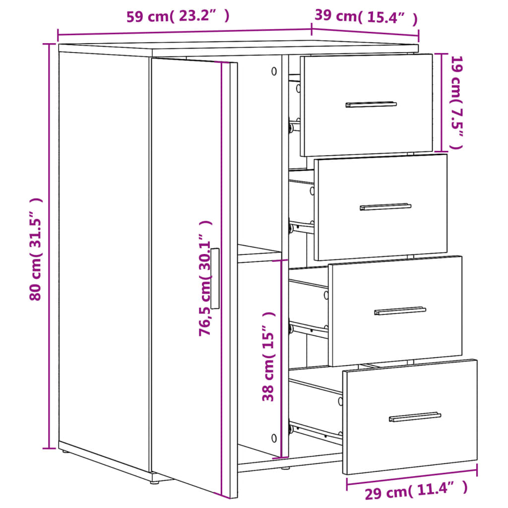 Βοηθητικό Ντουλάπι Καπνιστή Δρυς 59x39x80εκ. Επεξεργασμένο Ξύλο