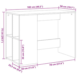 Γραφείο Μαύρο 102x50x75 εκ. από Επεξεργασμένο Ξύλο