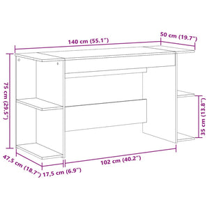 Γραφείο Γκρι Σκυροδέματος 140 x 50 x 75 εκ. από Επεξεργ. Ξύλο