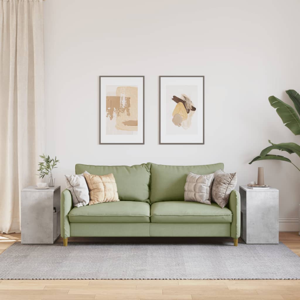 Βοηθητικά Τραπέζια 2 τεμ Γκρι Σκυροδ. 50x30x50 εκ. Επεξ. Ξύλο