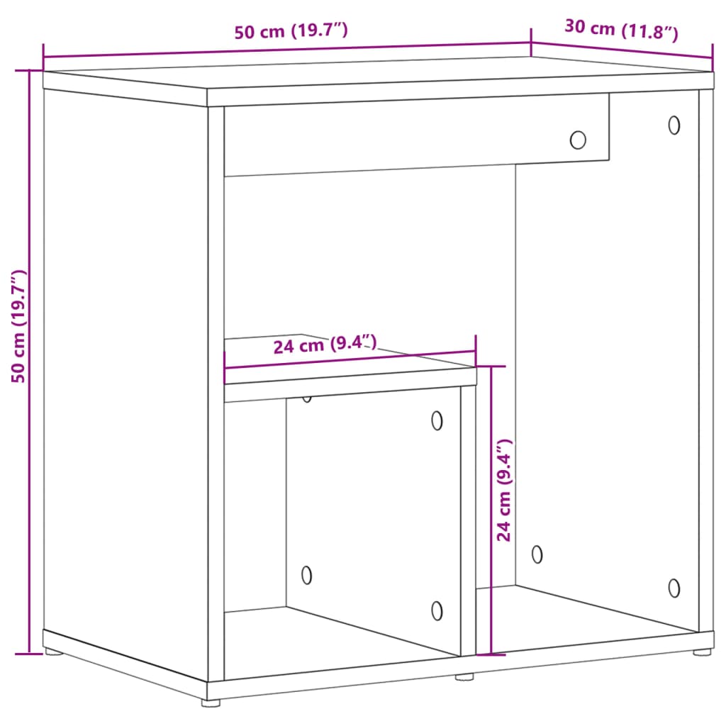 Βοηθητικό Τραπέζι Καπνιστή Δρυς 50x30x50 εκ. Επεξεργασμένο Ξύλο