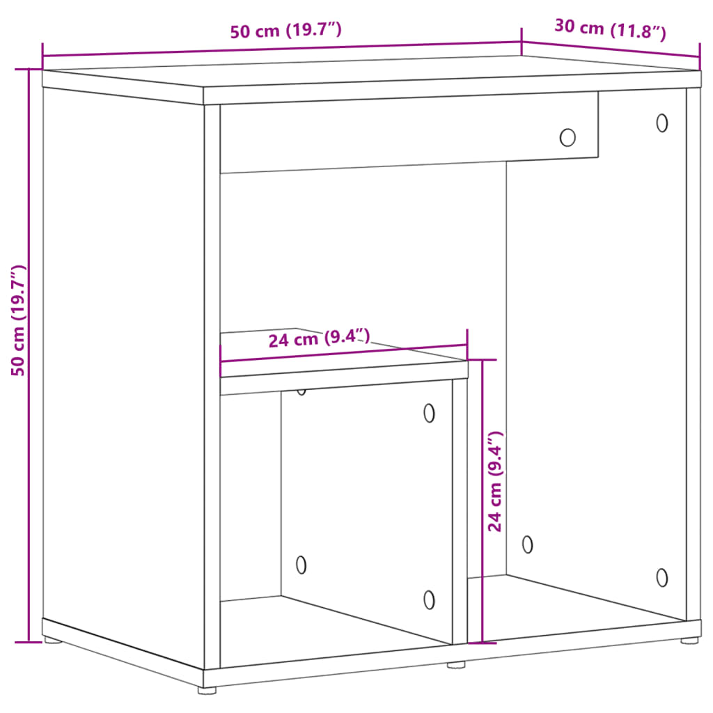 Βοηθητικό Τραπέζι Γκρι Sonoma 50x30x50 εκ. Επεξεργασμένο Ξύλο