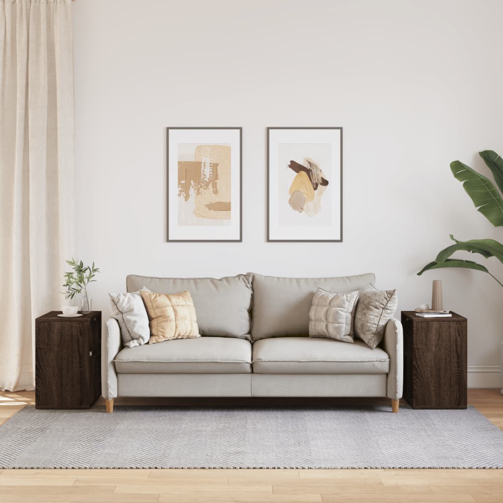 Τραπεζάκια Σαλονιού 2 τεμ Καφέ Δρυς 50x30x50 εκ. Επεξ. Ξύλο