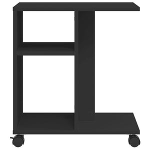 Βοηθητικό Τραπέζι με Ρόδες Μαύρο 50x30x55 εκ. Επεξ. Ξύλο