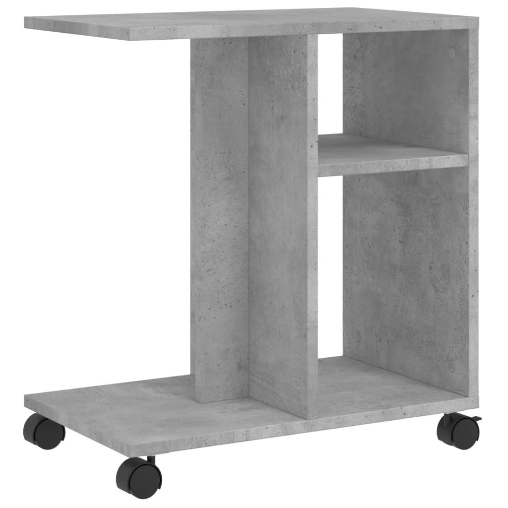 Βοηθητικό Τραπέζι με Ρόδες Γκρι Σκυρ 50x30x55 εκ Επεξ. Ξύλο