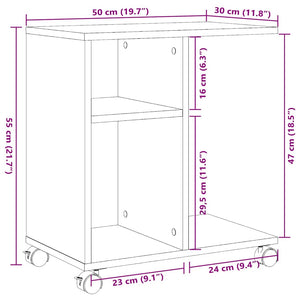 Βοηθητικό Τραπέζι με Ρόδες Γκρι Sonoma 50x30x55 εκ Επεξ. Ξύλο