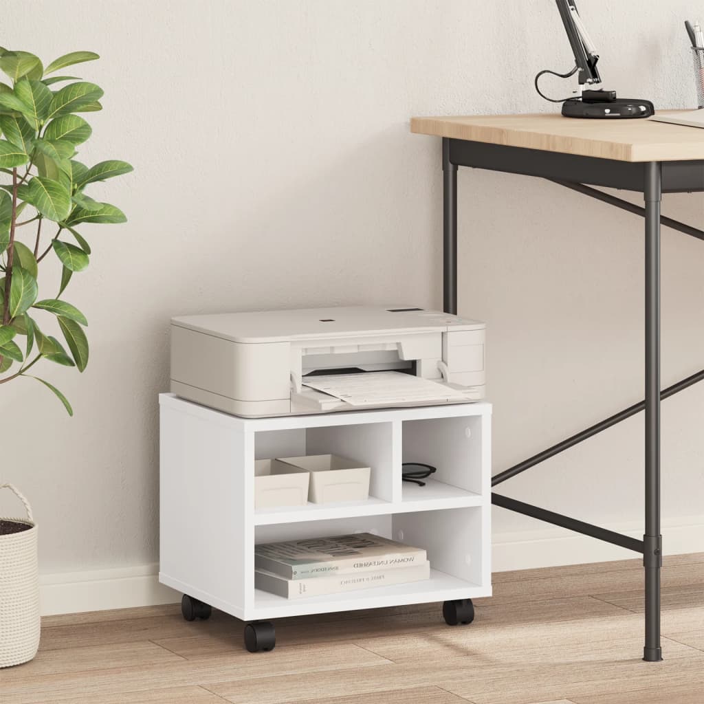 Βάση Εκτυπωτή με Ρόδες Λευκή 41x32x34,5 εκ. - Pakobazaar