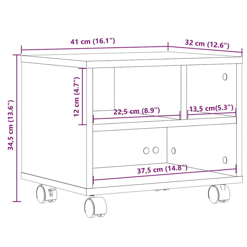 Βάση Εκτυπωτή με Ρόδες Λευκή 41x32x34,5 εκ. - Pakobazaar