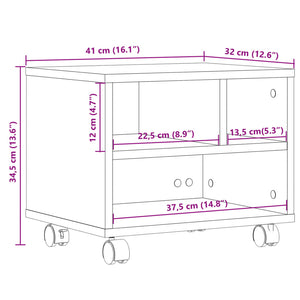 Βάση Εκτυπωτή με Ρόδες Γκρι Σκυρ. 41x32x34,5 εκ.