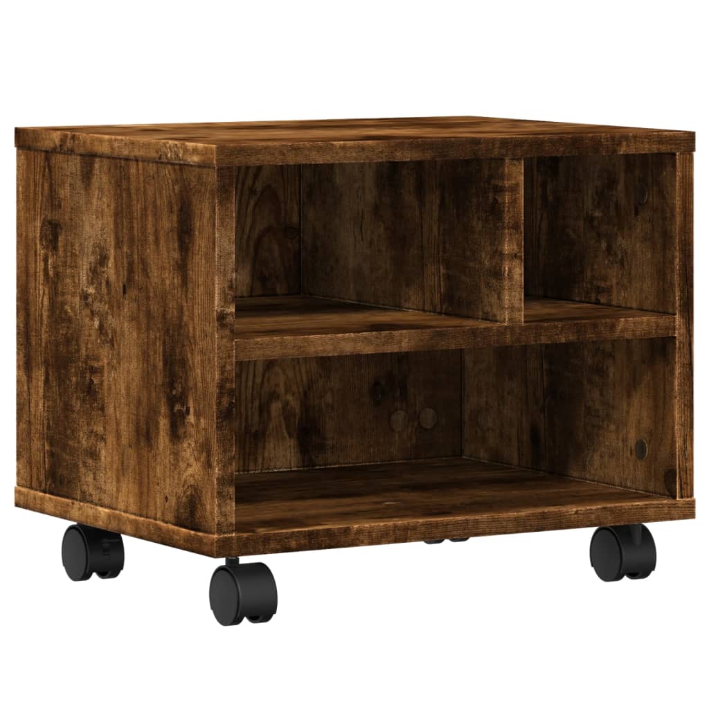 Βάση Εκτυπωτή με Ρόδες Καπνιστή Δρυς 41x32x34,5 εκ. - Pakobazaar