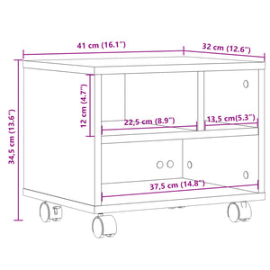 Βάση Εκτυπωτή με Ρόδες Καφέ Δρυς 41x32x34,5 εκ.