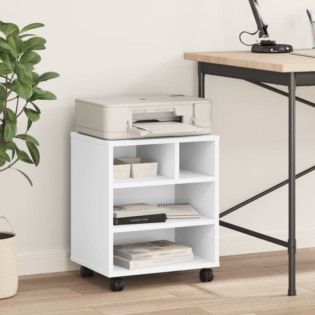 Βάση Εκτυπωτή με Ρόδες Λευκή 41x32x48 εκ. - Pakobazaar