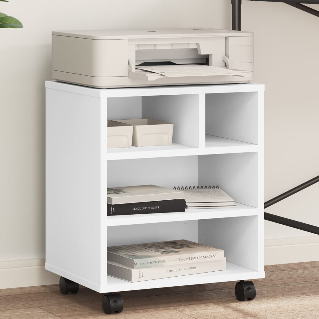 Βάση Εκτυπωτή με Ρόδες Λευκή 41x32x48 εκ. - Pakobazaar
