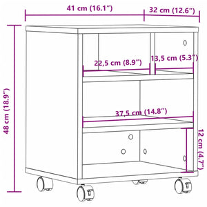 Βάση Εκτυπωτή με Ρόδες Μαύρο 41 x 32 x 48 εκ.