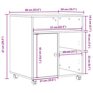 Βάση Εκτυπωτή με Ρόδες Καφέ Δρυς 60x50x67 εκ.