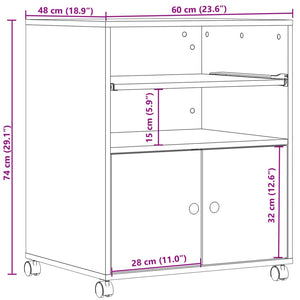 Βάση Εκτυπωτή με Ρόδες Sonoma Δρυς 60x48x74 εκ. - Pakobazaar