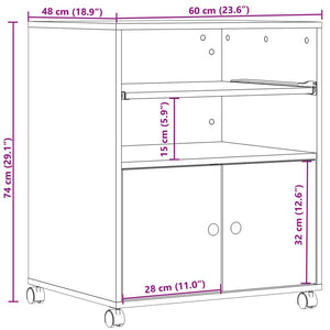 Βάση Εκτυπωτή με Ρόδες Γκρι Σκυρ. 60 x 48 x 74 εκ. - Pakobazaar