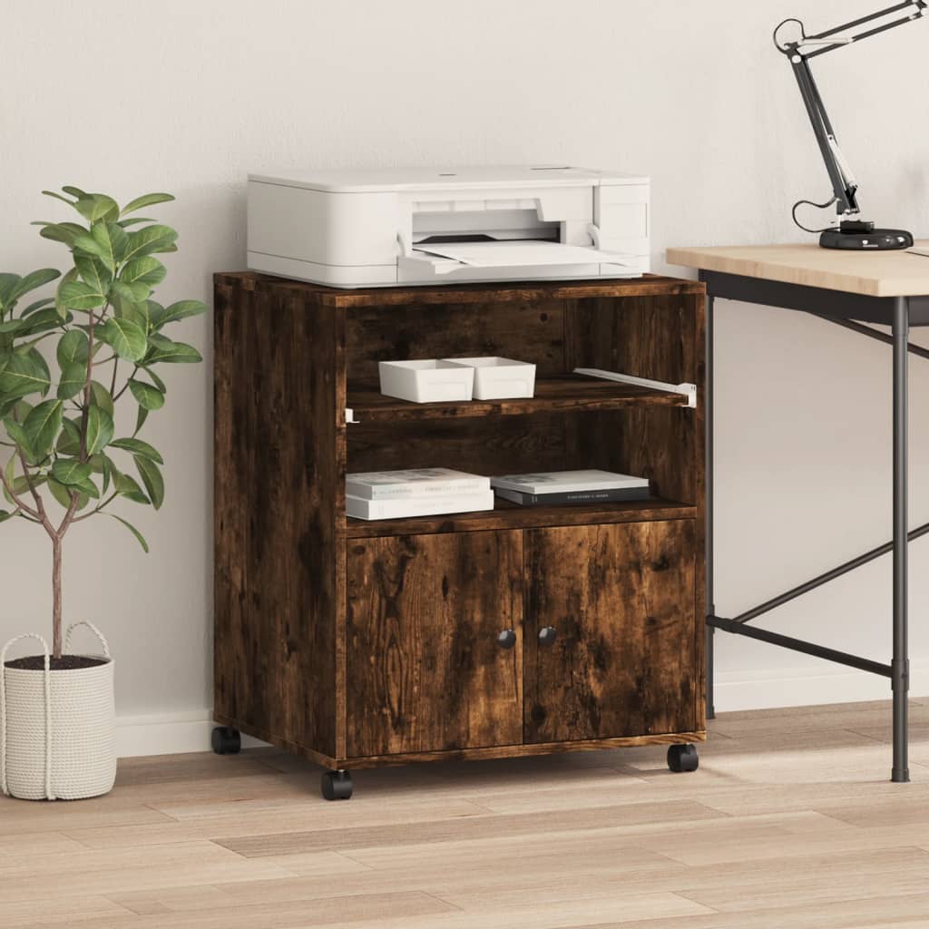 Βάση Εκτυπωτή με Ρόδες Καπνιστή Δρυς 60 x 48 x 74 εκ. - Pakobazaar