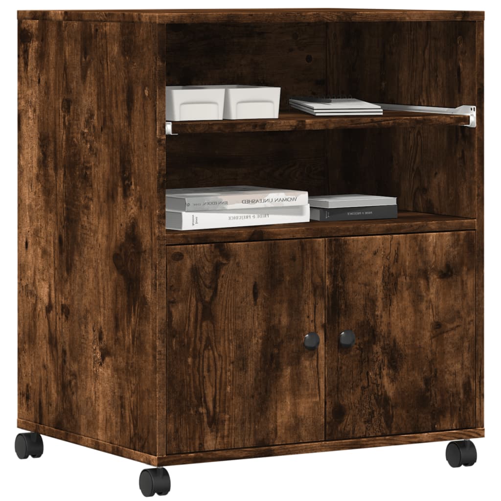 Βάση Εκτυπωτή με Ρόδες Καπνιστή Δρυς 60 x 48 x 74 εκ. - Pakobazaar