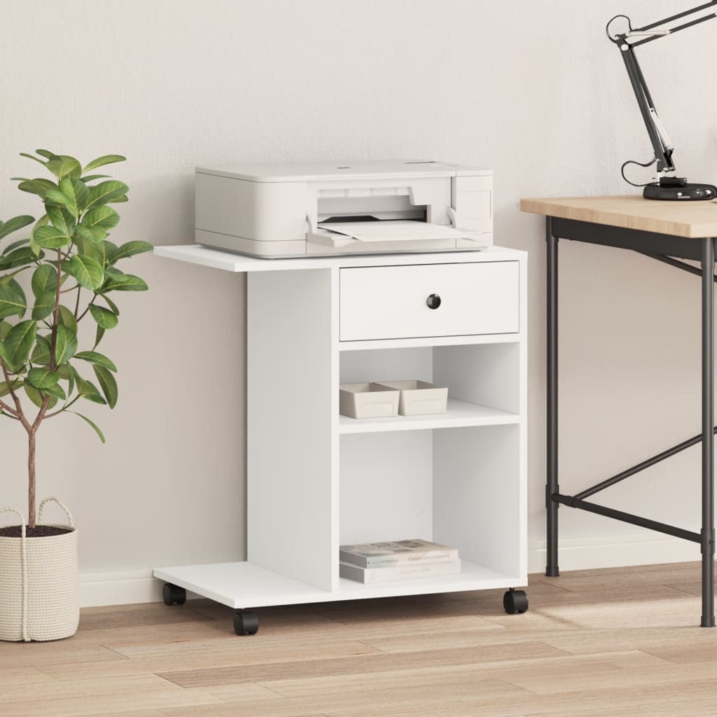 Βάση Εκτυπωτή με Ρόδες Λευκή 60x40x68,5 εκ. - Pakobazaar