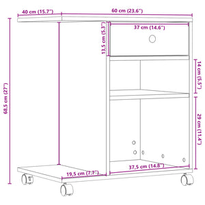 Βάση Εκτυπωτή με Ρόδες Λευκή 60x40x68,5 εκ. - Pakobazaar