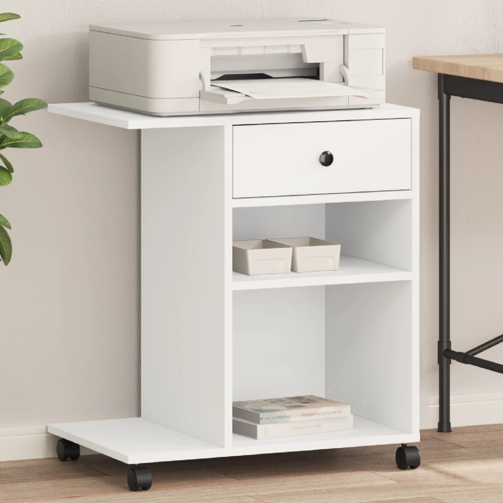 Βάση Εκτυπωτή με Ρόδες Λευκή 60x40x68,5 εκ. - Pakobazaar