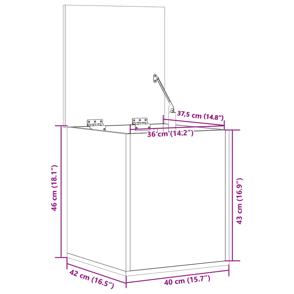 Κουτί Αποθήκευσης Καφέ δρυς 40x42x46 εκ. Επεξεργασμένο Ξύλο
