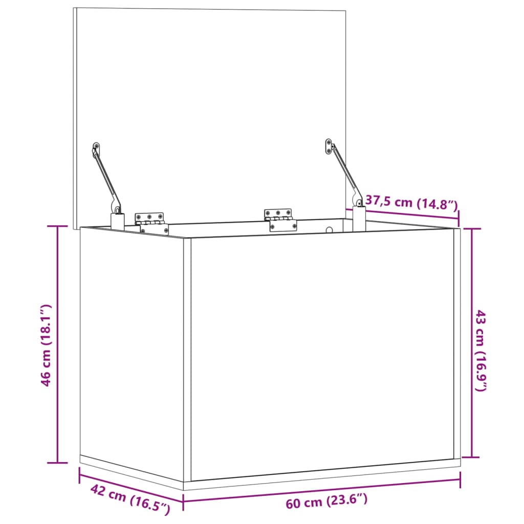 Κουτί Αποθήκευσης Γκρι sonoma 60x42x46 εκ. Επεξεργασμένο Ξύλο