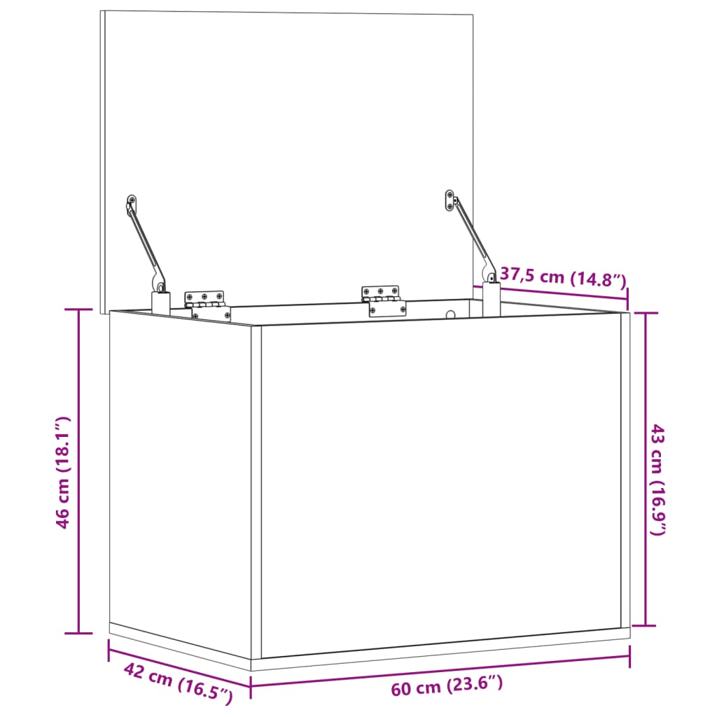 Κουτί Αποθήκευσης Καφέ δρυς 60x42x46 εκ. Επεξεργασμένο Ξύλο