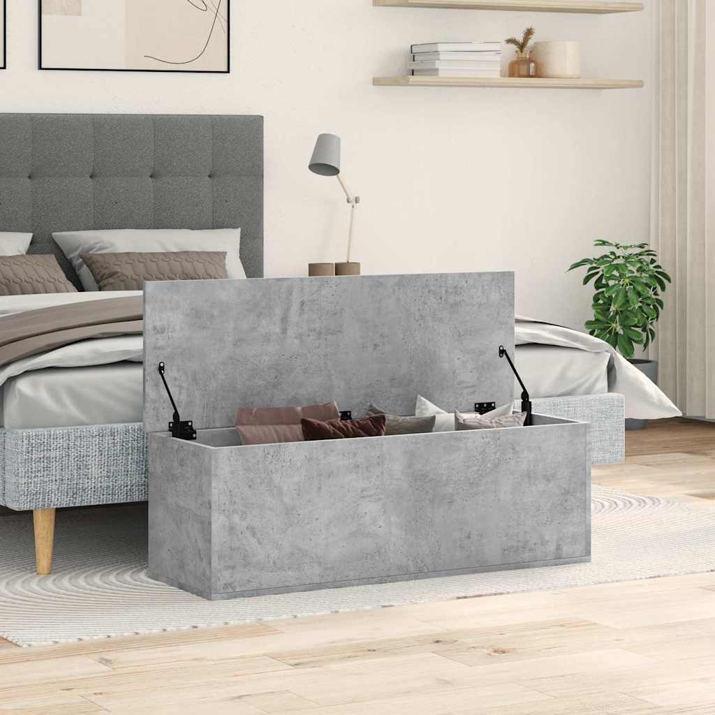 Κουτί Αποθήκευσης Γκρι Σκυροδέματος 102x35x35 εκ. Επεξεργ. Ξύλο - Pakobazaar