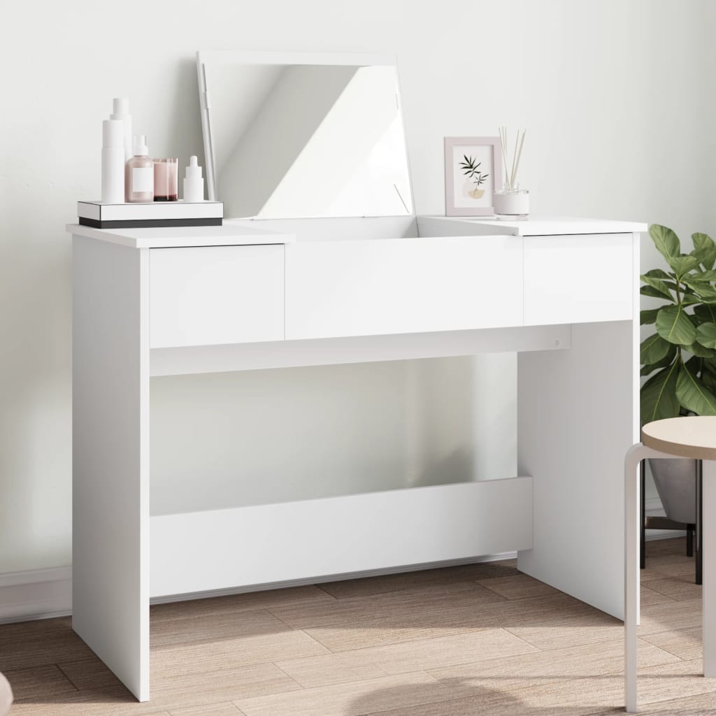 Μπουντουάρ με Καθρέφτη Λευκό 100x45x76 εκ. - Pakobazaar