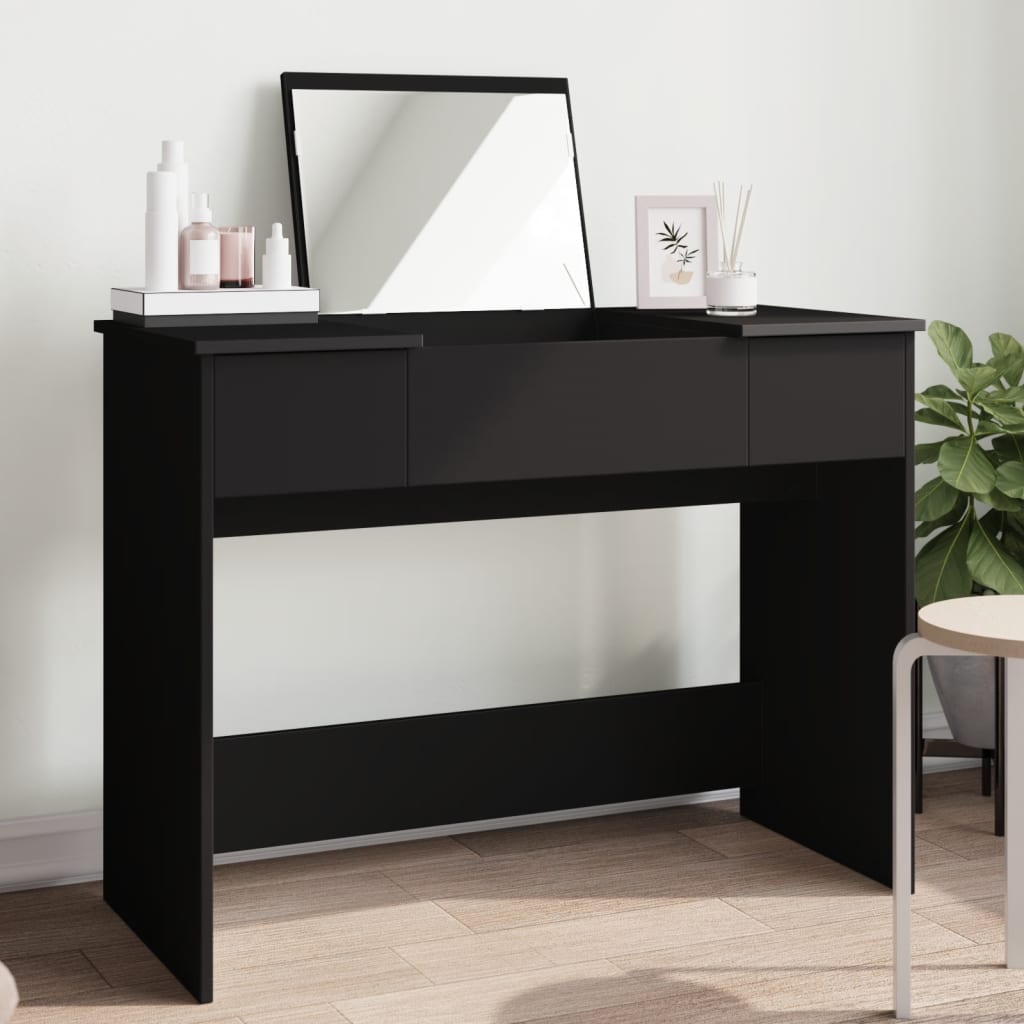 Μπουντουάρ με Καθρέφτη Μαύρο 100x45x76 εκ. - Pakobazaar
